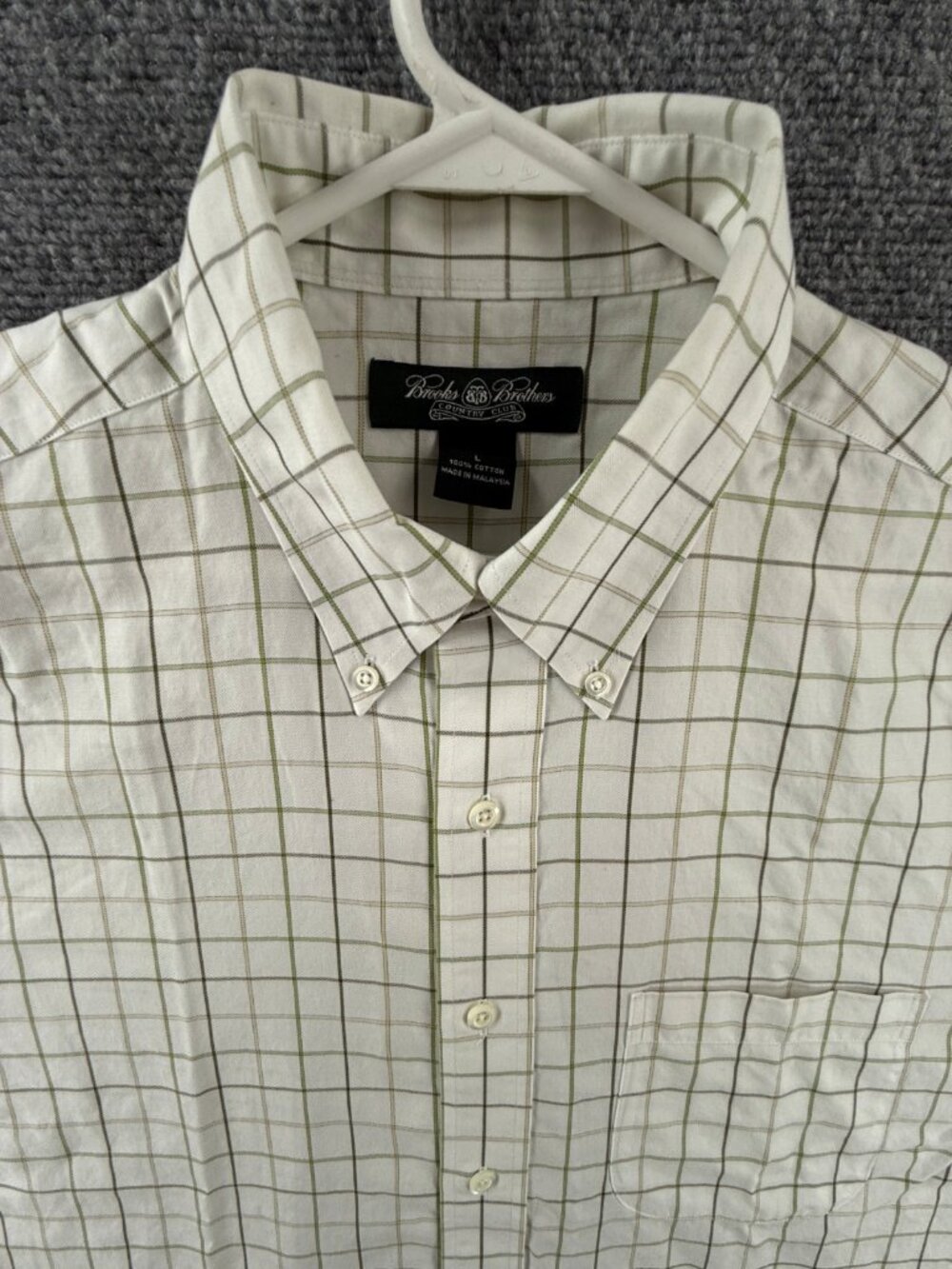 Brooks Brothers Herringbone Country Club Large Button-Down Cotton Long Sleeve